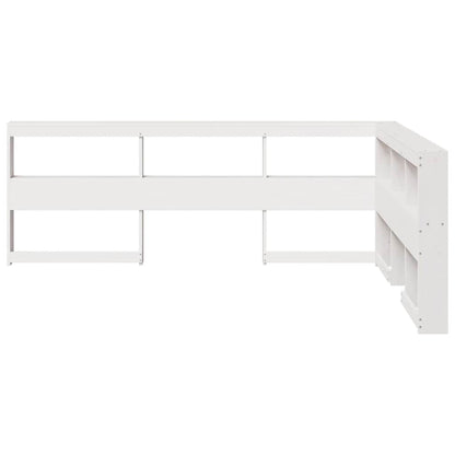 Testiera Libreria a L Bianca 150 cm in Legno Massello di Pino