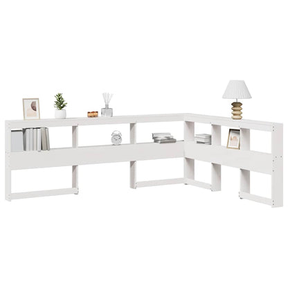 Testiera Libreria a L Bianca 150 cm in Legno Massello di Pino