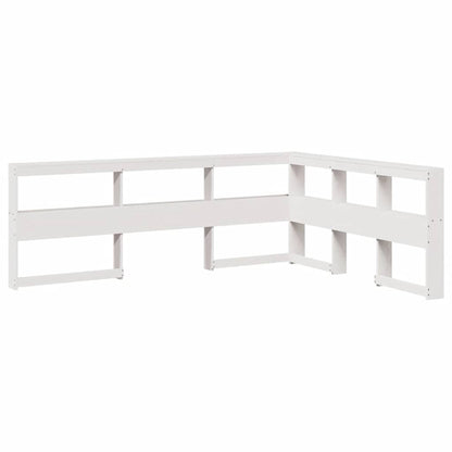 Testiera Libreria a L Bianca 140 cm in Legno Massello di Pino