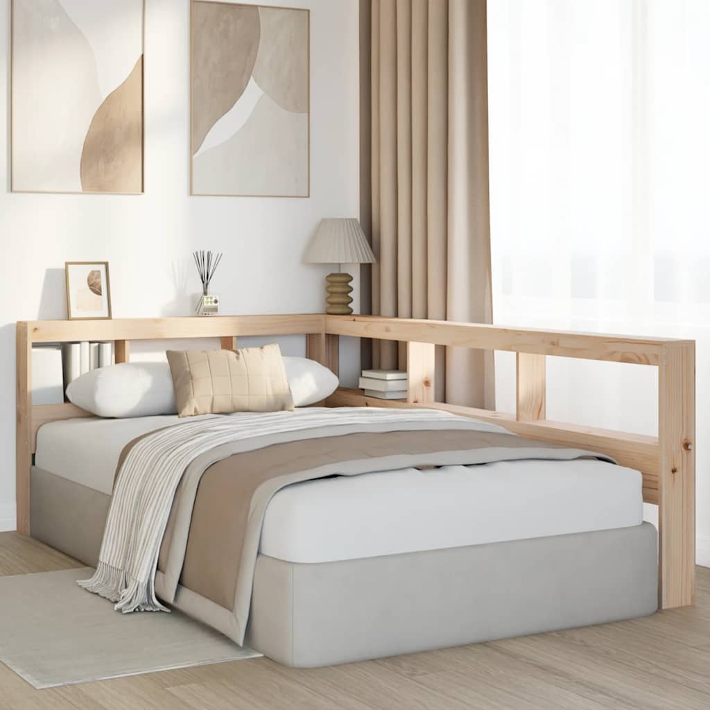 Testiera Libreria a L 120 cm in Legno Massello di Pino