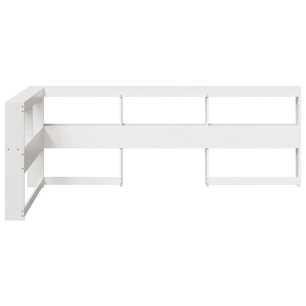 Testiera Libreria a L Bianca 100 cm in Legno Massello di Pino