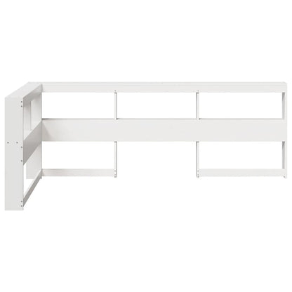 Testiera Libreria a L Bianca 100 cm in Legno Massello di Pino