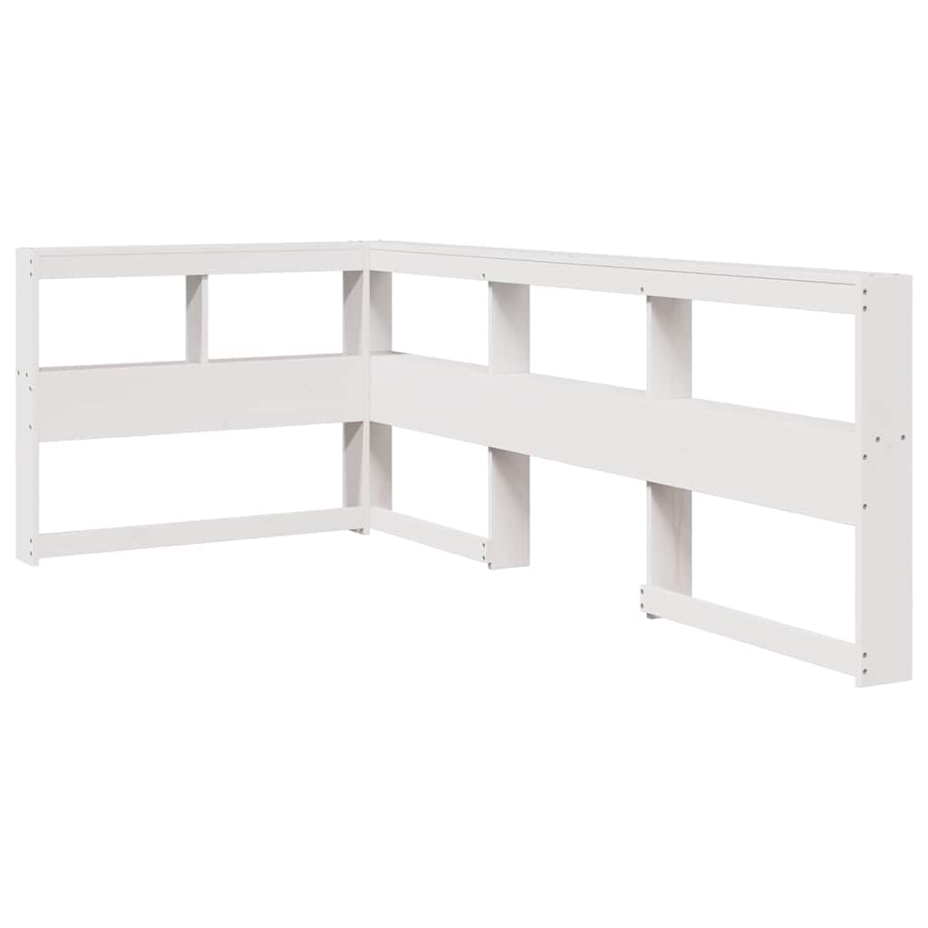 Testiera Libreria a L Bianca 90 cm in Legno Massello di Pino