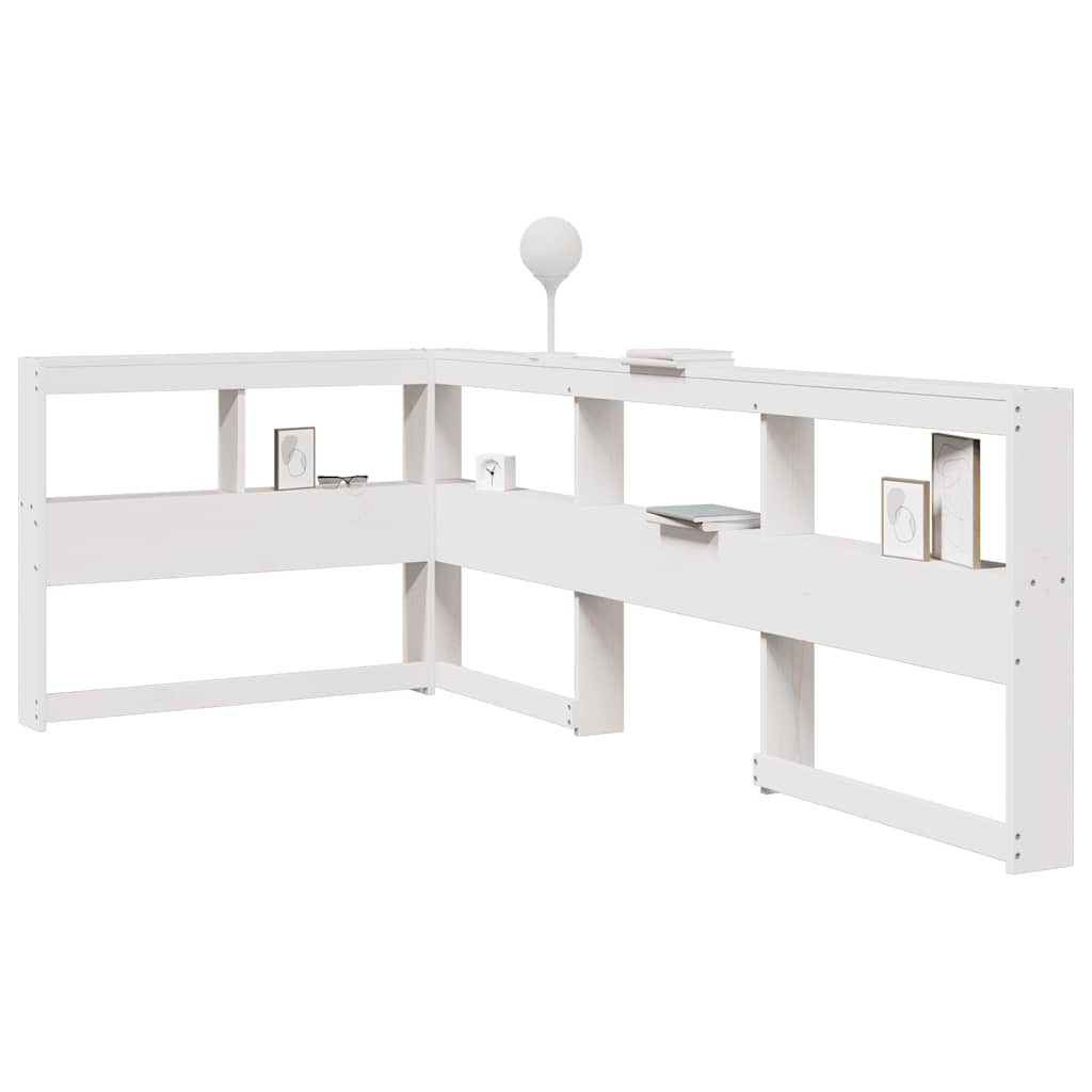 Testiera Libreria a L Bianca 80 cm in Legno Massello di Pino