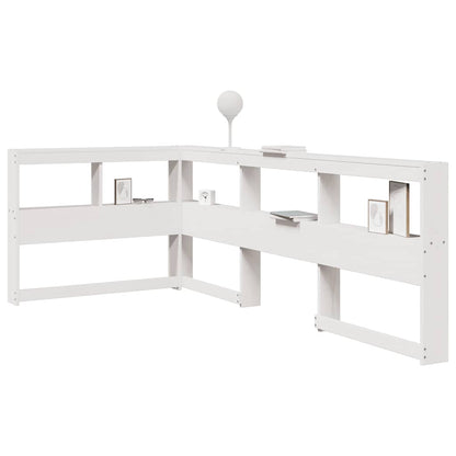 Testiera Libreria a L Bianca 80 cm in Legno Massello di Pino