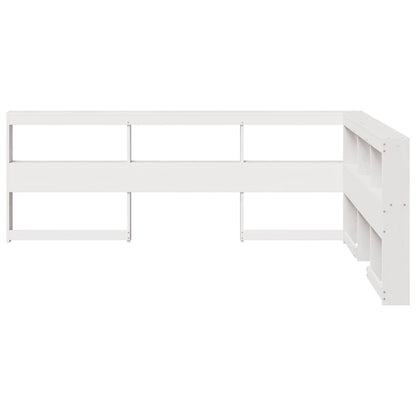 Testiera Libreria a L Bianca 140 cm in Legno Massello di Pino