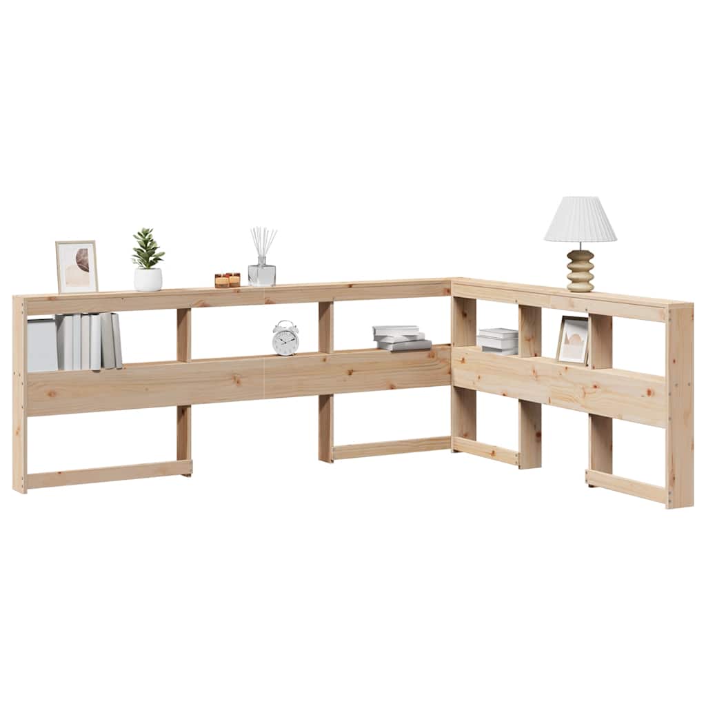 Testiera libreria a L 135 cm in legno massello di pino