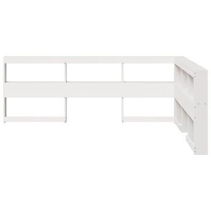 Testiera libreria a L bianca 135 cm in legno massello di pino