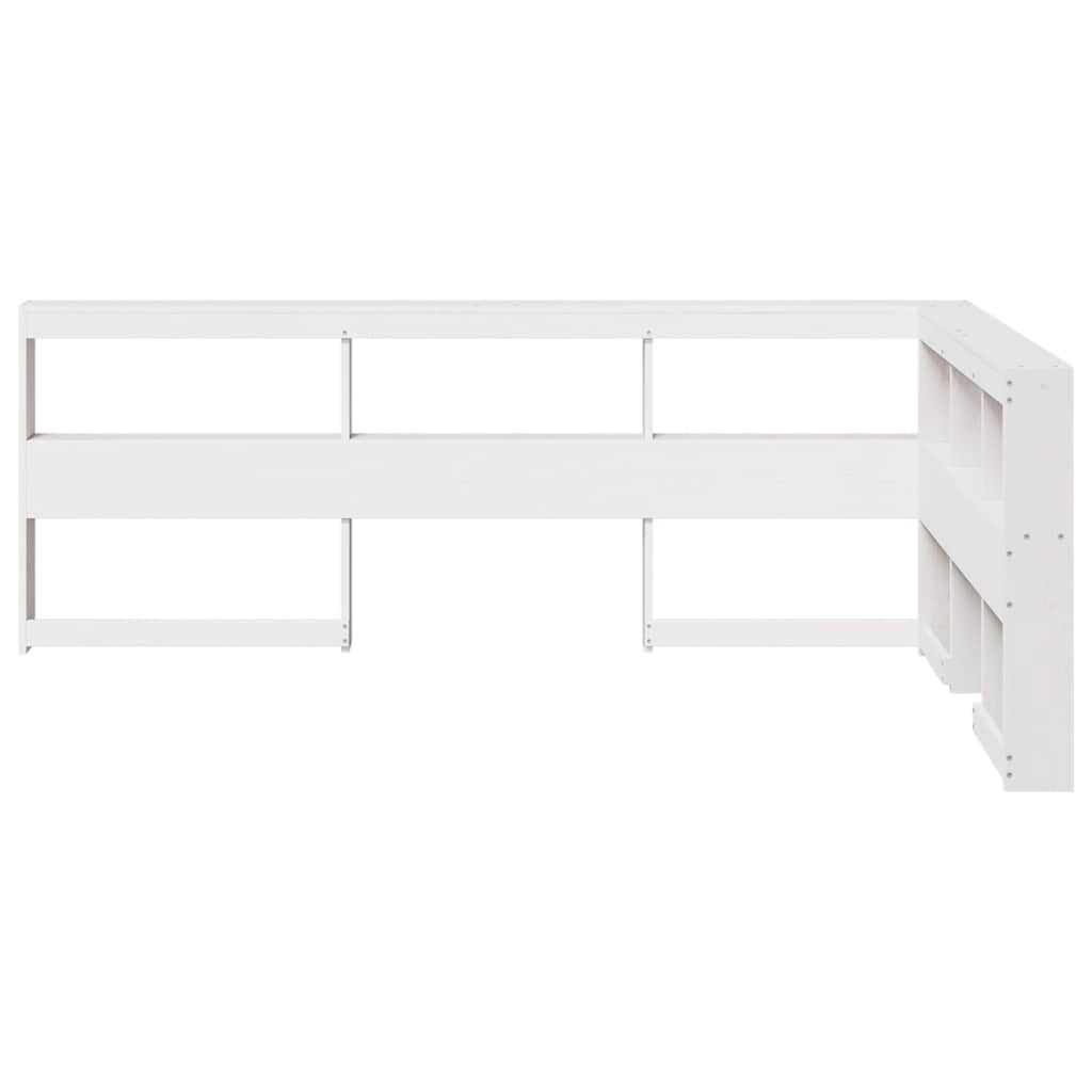 Testiera Libreria a L Bianca 120 cm in Legno Massello di Pino