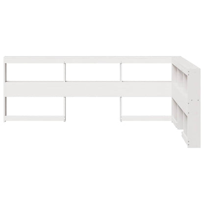 Testiera Libreria a L Bianca 120 cm in Legno Massello di Pino