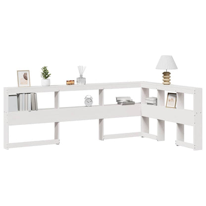 Testiera Libreria a L Bianca 120 cm in Legno Massello di Pino