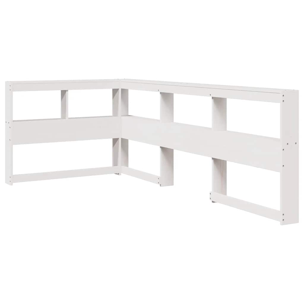 Testiera Libreria a L Bianca 75 cm in Legno Massello di Pino
