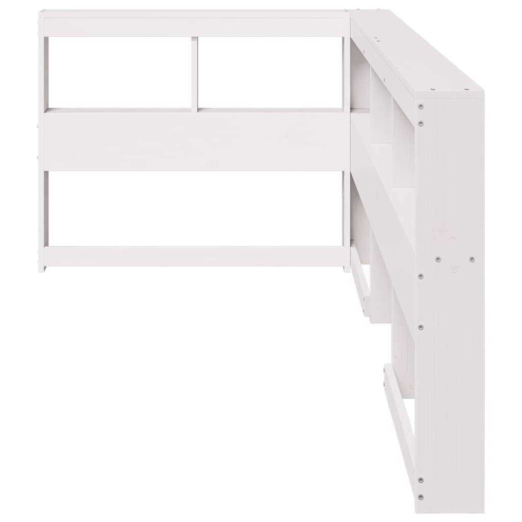 Testiera Libreria a L Bianca 75 cm in Legno Massello di Pino