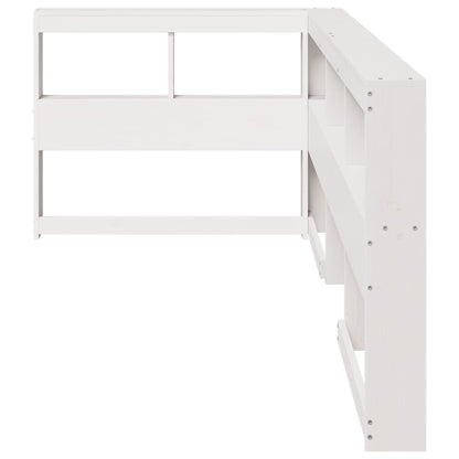 Testiera Libreria a L Bianca 75 cm in Legno Massello di Pino