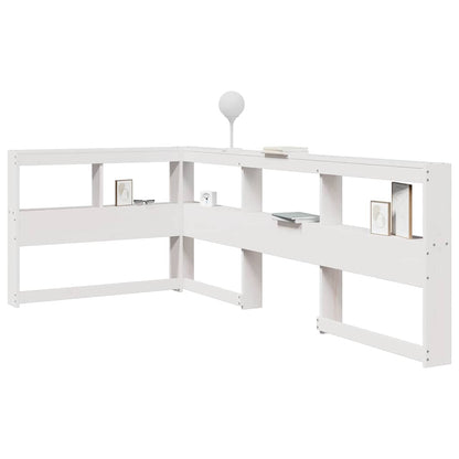 Testiera Libreria a L Bianca 75 cm in Legno Massello di Pino