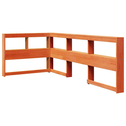 Testiera Libreria a L Marrone Cera 75 cm Legno Massello di Pino