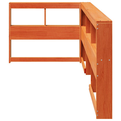 Testiera Libreria a L Marrone Cera 75 cm Legno Massello di Pino