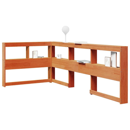 Testiera Libreria a L Marrone Cera 75 cm Legno Massello di Pino