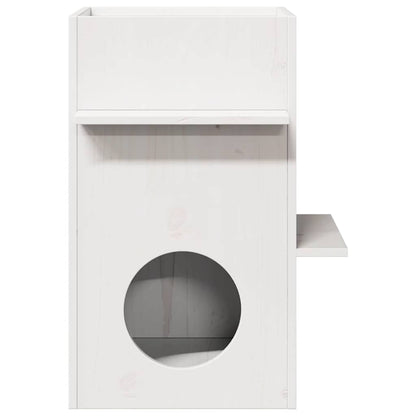 Cuccia per Gatti Bianca 43x43x60 cm in Legno Massello di Pino