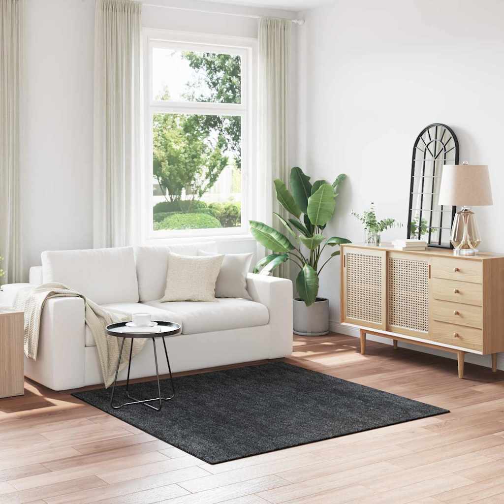 Tappeto Shaggy Antiscivolo Grigio scuro 160 x 160 cm PP