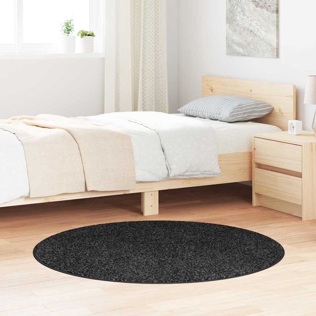 Tappeto Shaggy Antiscivolo Grigio scuro 120 x 120 cm PP