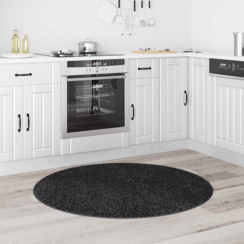 Tappeto Shaggy Antiscivolo Grigio scuro 120 x 120 cm PP