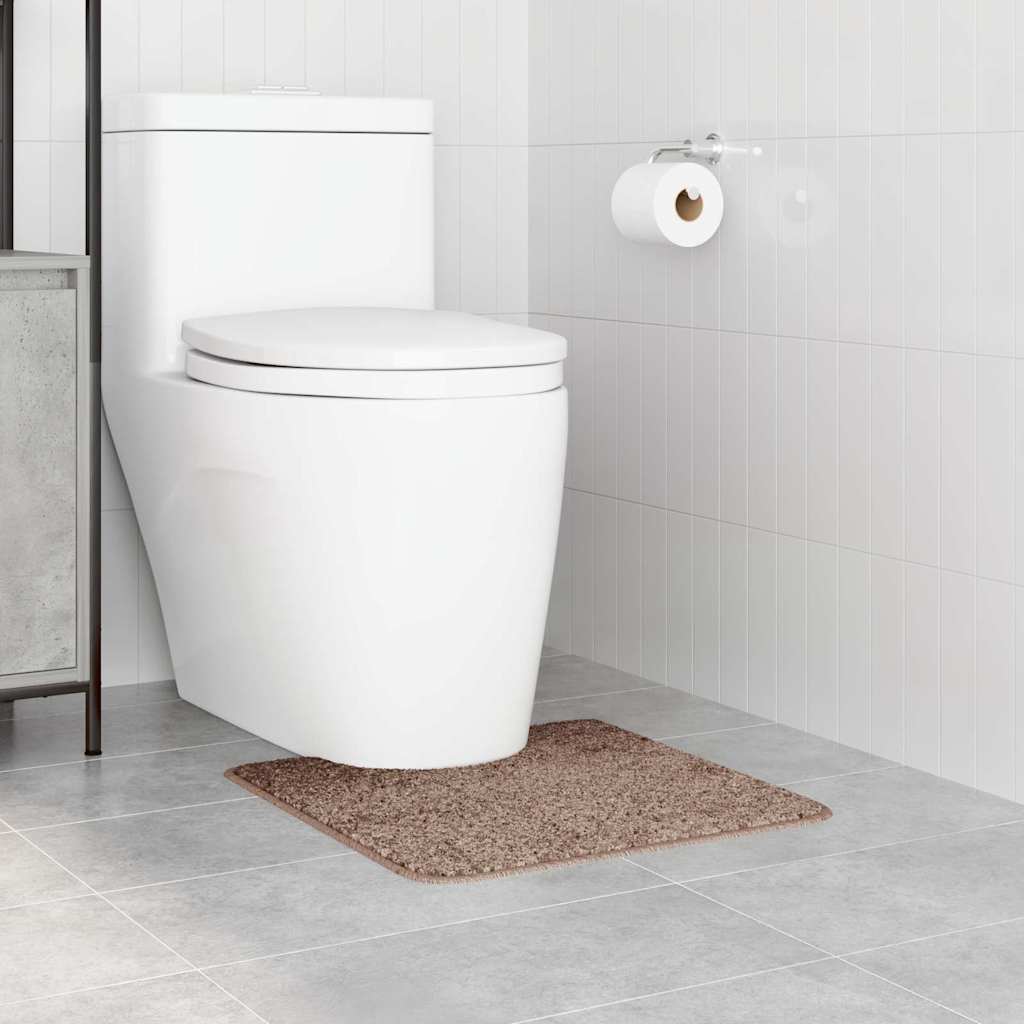 Tappeto Antiscivolo per Bagno con Taglio per Toilette Marrone