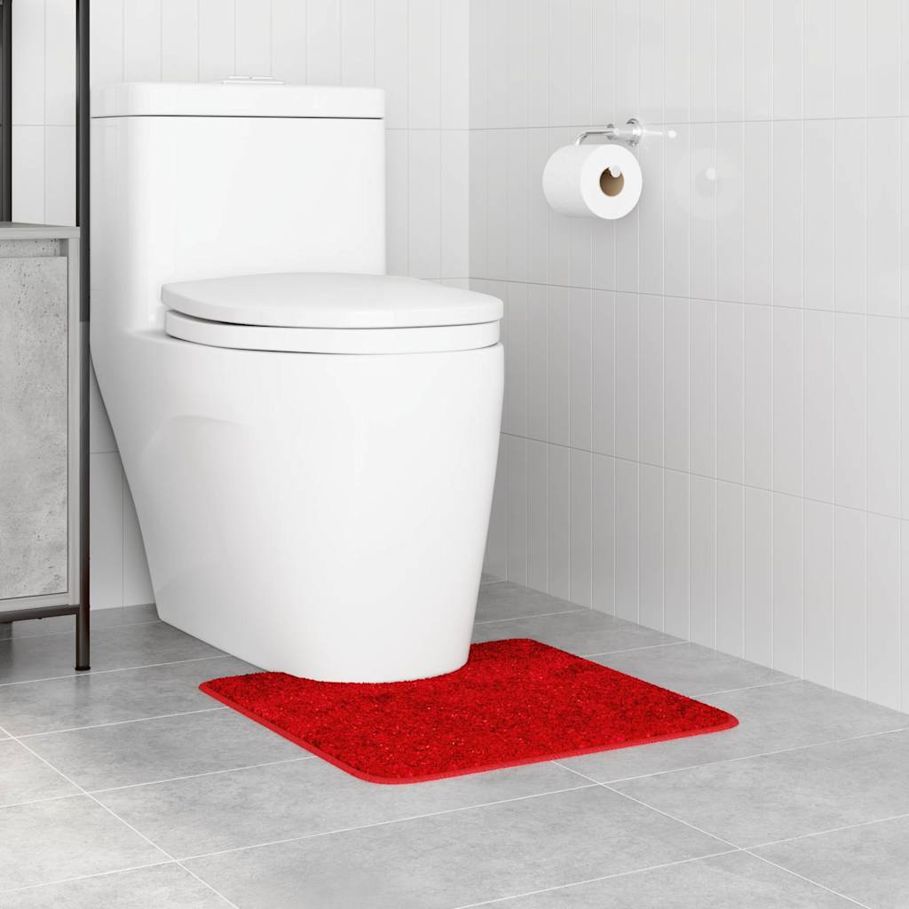 Tappeto Antiscivolo per Bagno con Taglio per Toilette Rosso