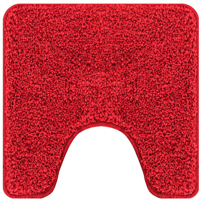 Tappeto Antiscivolo per Bagno con Taglio per Toilette Rosso