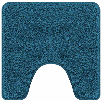 Tappeto Antiscivolo per Bagno con Taglio per Toilette Blu