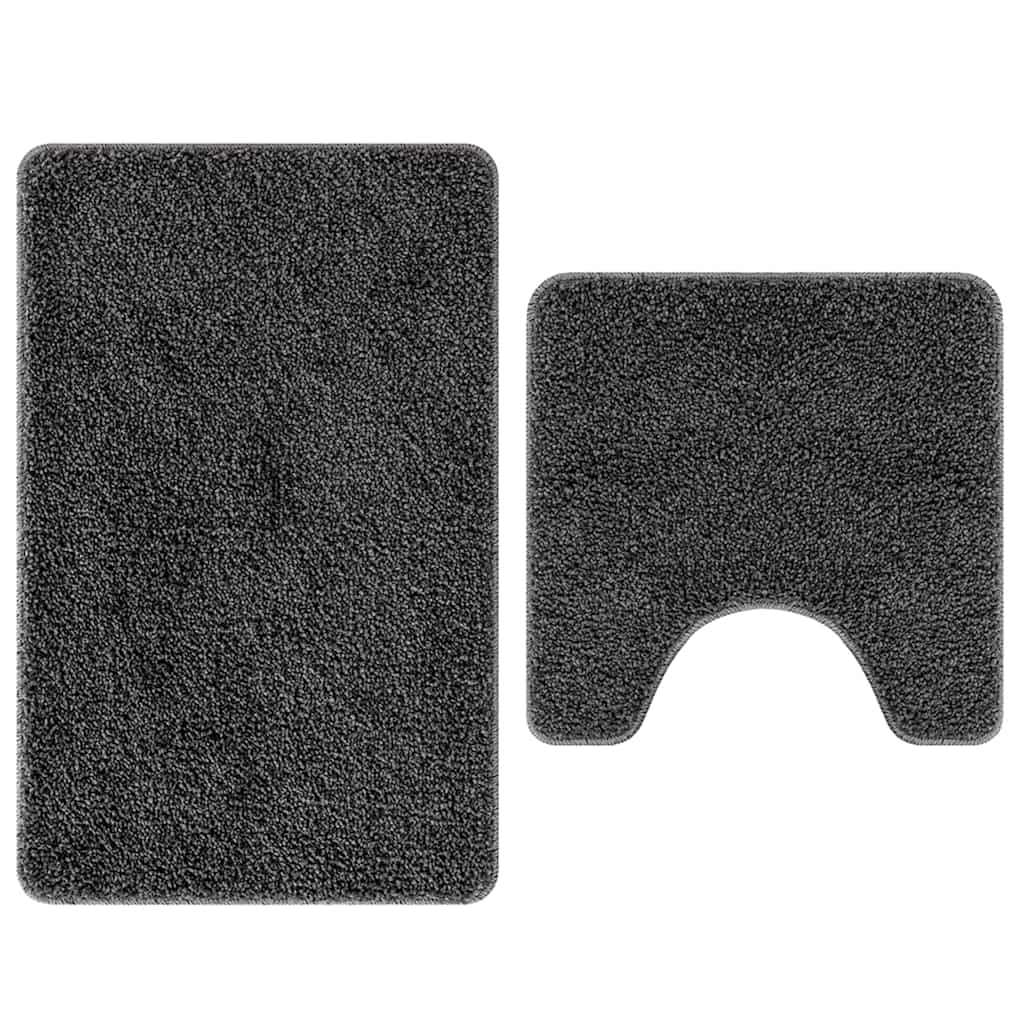 Set di tappetini antiscivolo per il bagno 2 pcs Grigio scuro PP