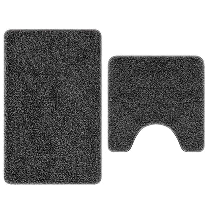 Set di tappetini antiscivolo per il bagno 2 pcs Grigio scuro PP