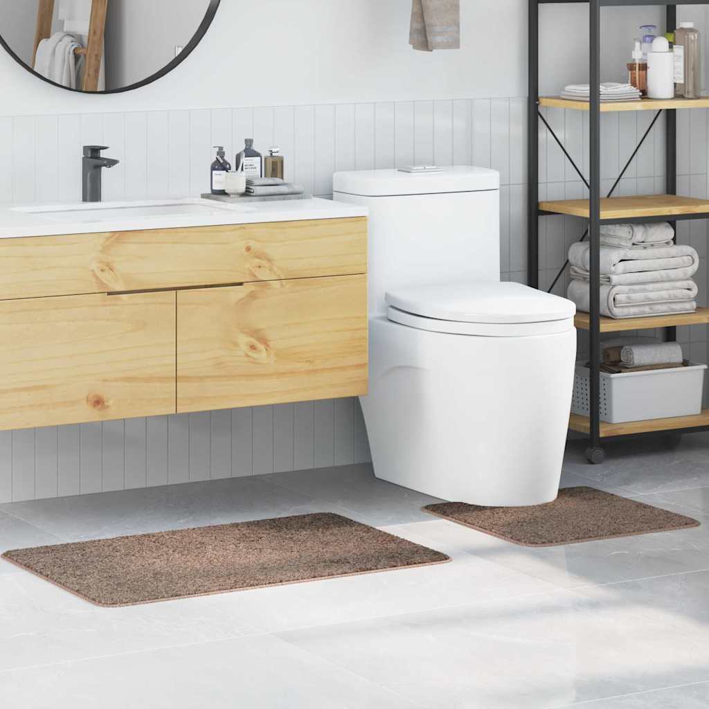 Set di tappetini antiscivolo per il bagno 2 pcs Marrone PP