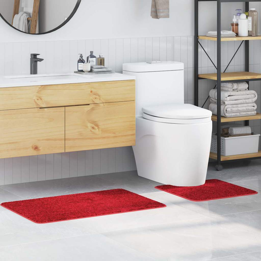 Set di tappetini antiscivolo per il bagno 2 pcs Rosso PP