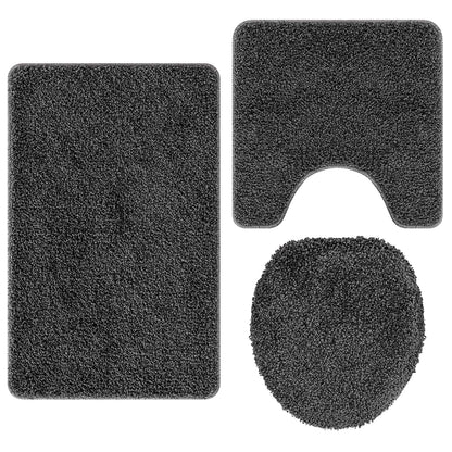 Set di tappetini antiscivolo per il bagno 3 pcs Grigio scuro PP
