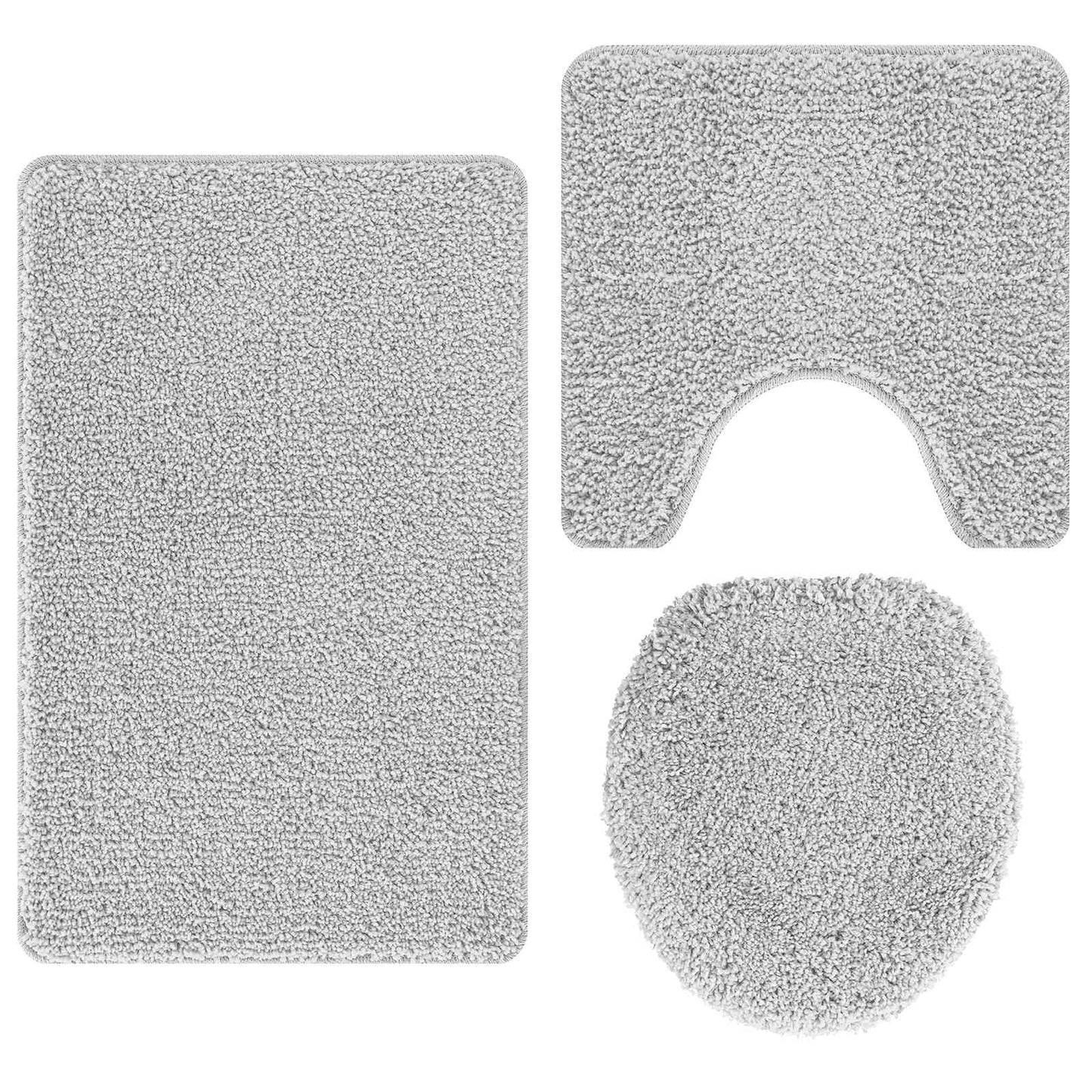 Set di tappetini antiscivolo per il bagno 3 pcs Grigio PP