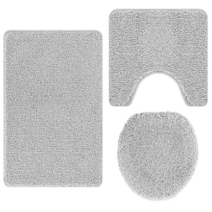 Set di tappetini antiscivolo per il bagno 3 pcs Grigio PP