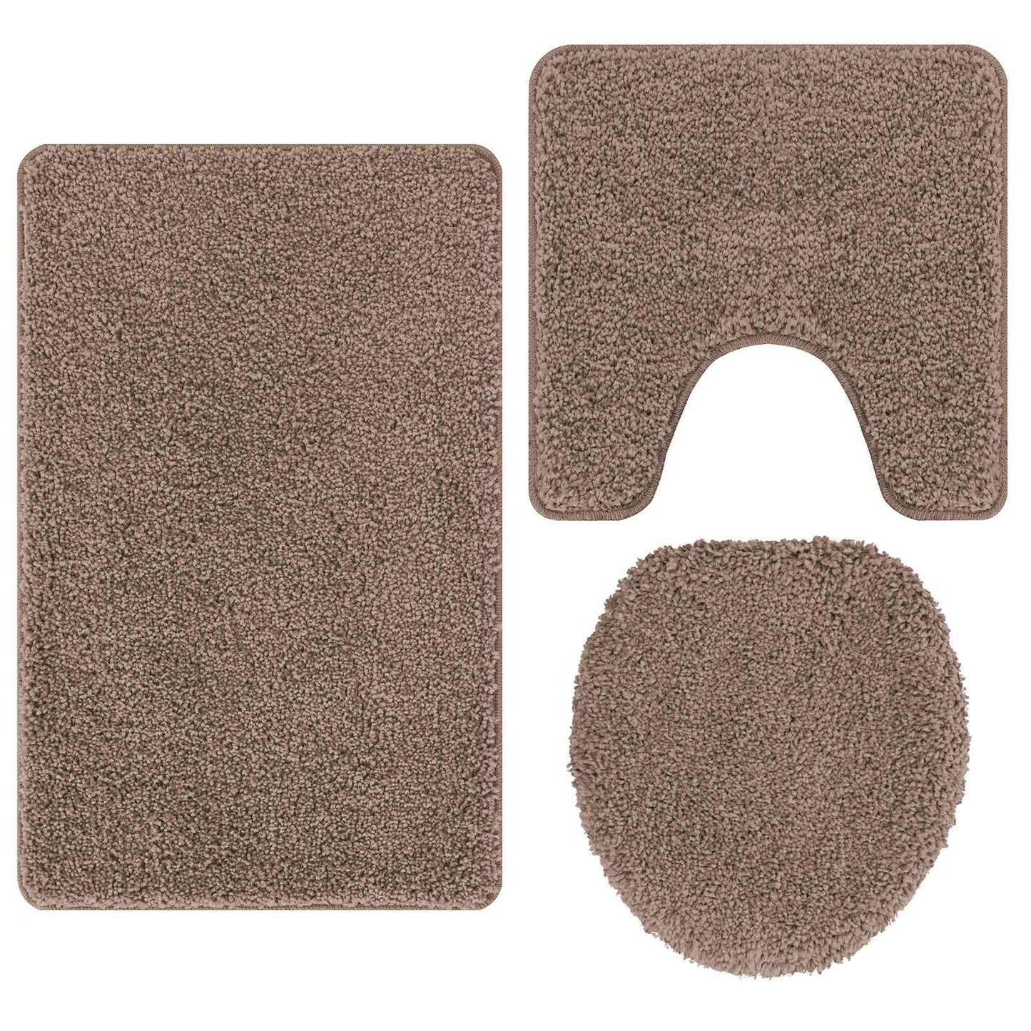 Set di tappetini antiscivolo per il bagno 3 pcs Marrone PP