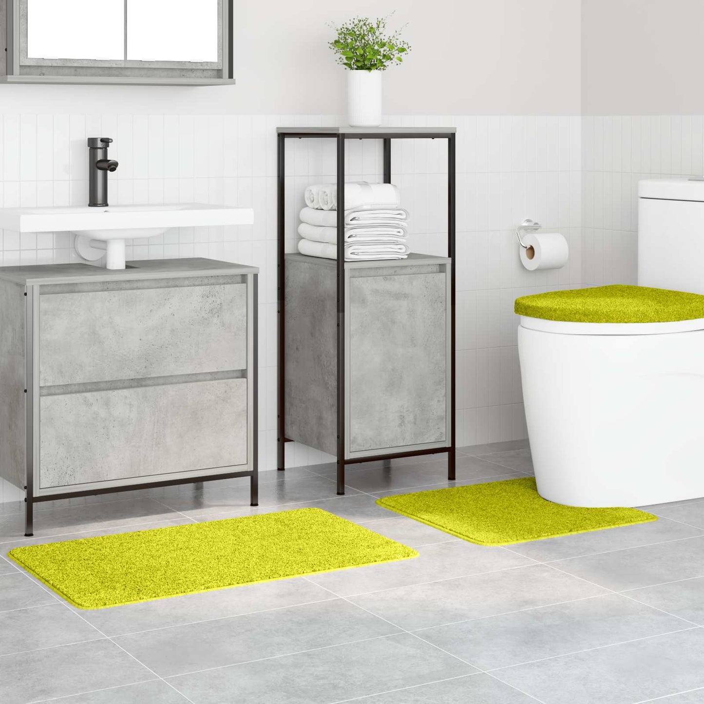 Set di tappetini antiscivolo per il bagno 3 pcs Verde PP
