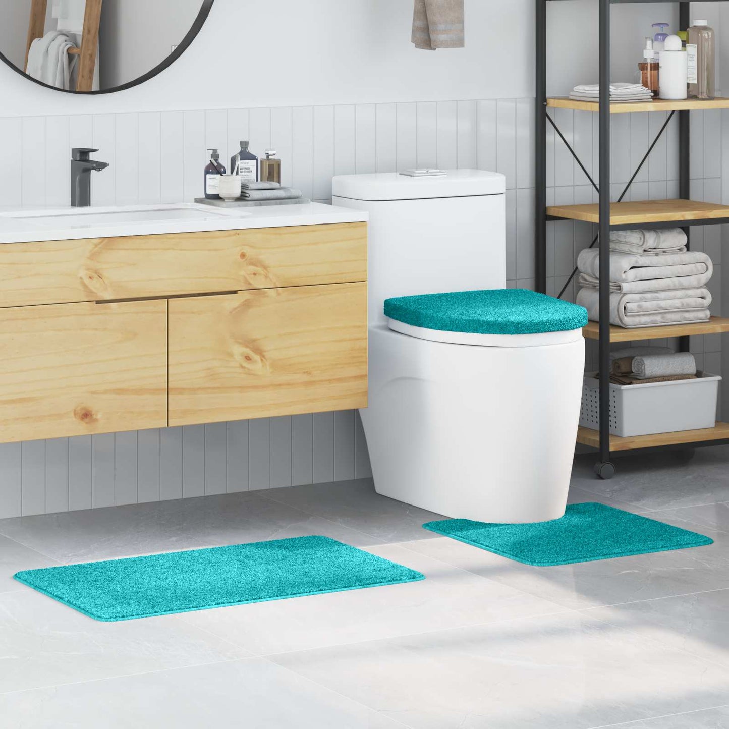 Set di tappetini antiscivolo per il bagno 3 pcs Turchese PP