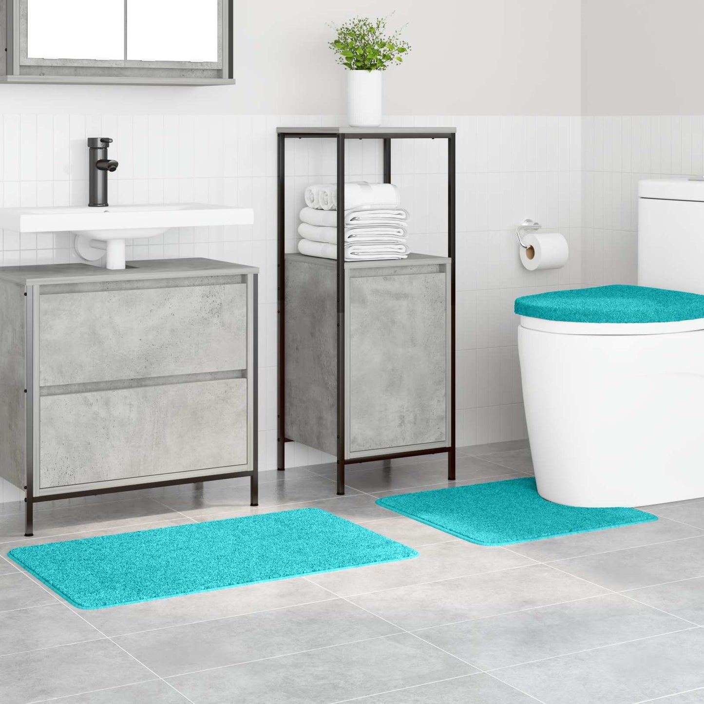 Set di tappetini antiscivolo per il bagno 3 pcs Turchese PP