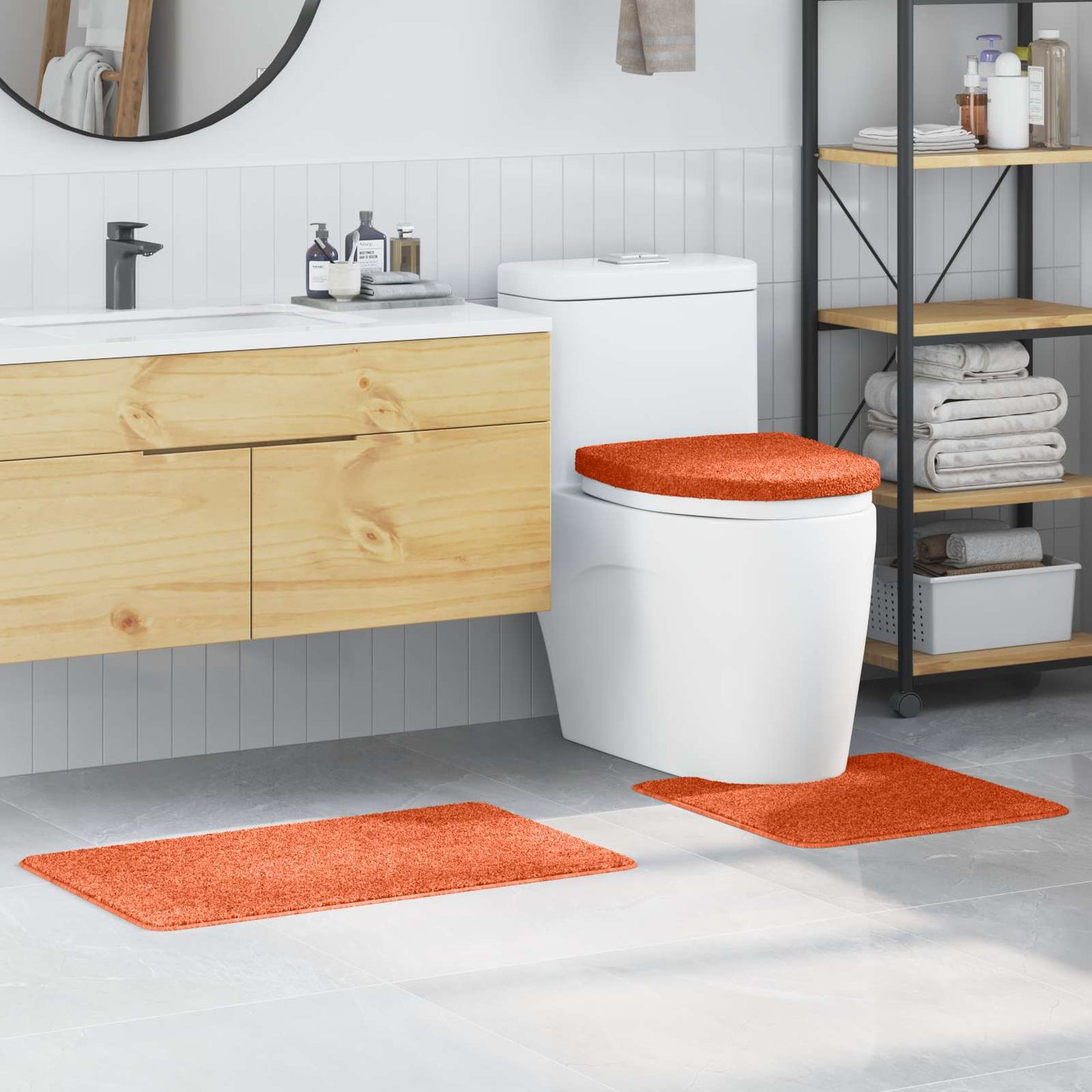 Set di tappetini antiscivolo per il bagno 3 pcs Arancione PP