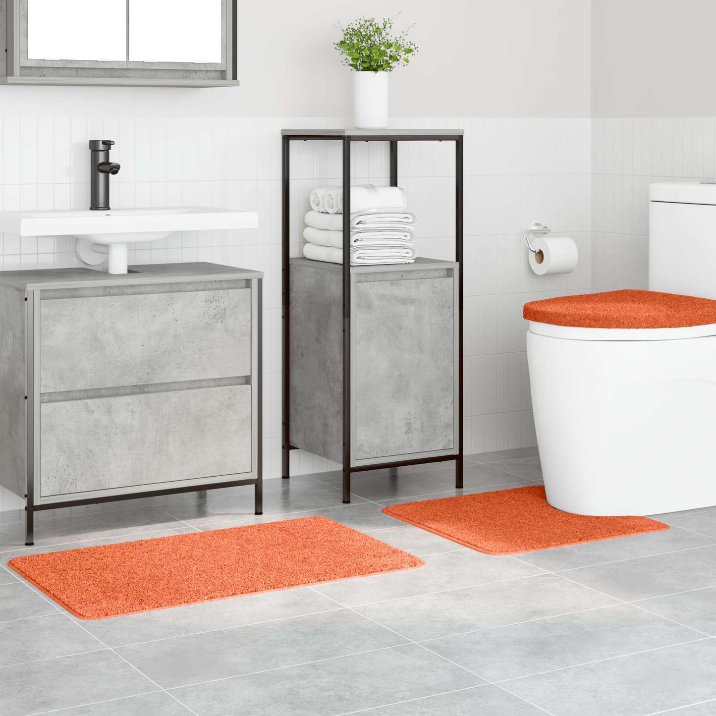 Set di tappetini antiscivolo per il bagno 3 pcs Arancione PP