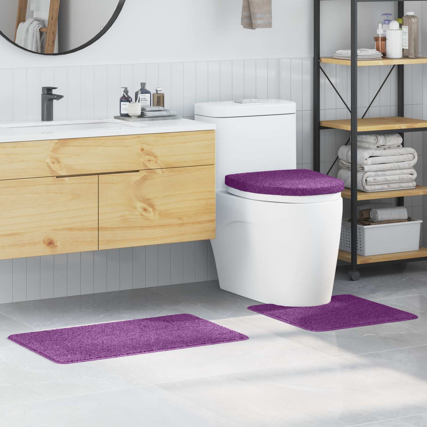 Set di tappetini antiscivolo per il bagno 3 pcs Viola PP