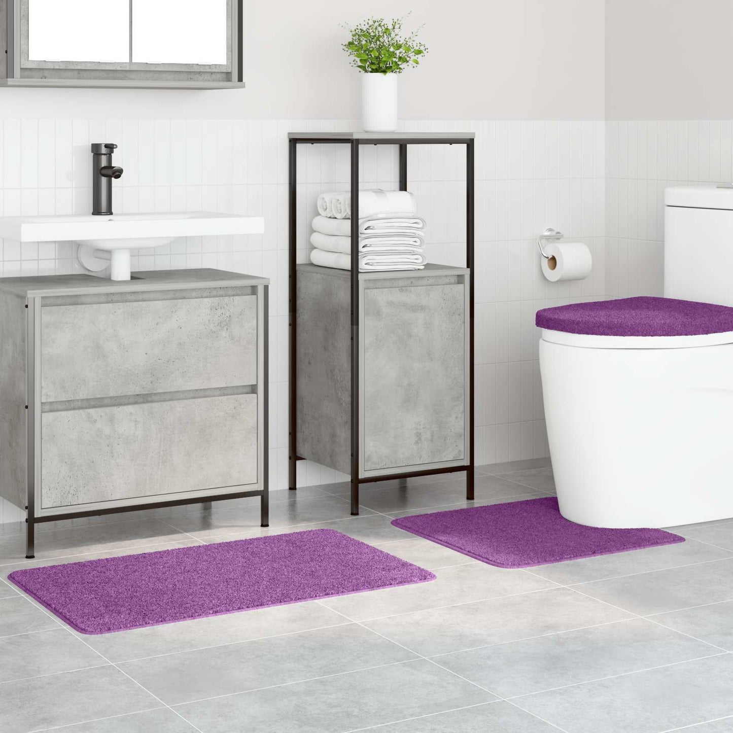 Set di tappetini antiscivolo per il bagno 3 pcs Viola PP