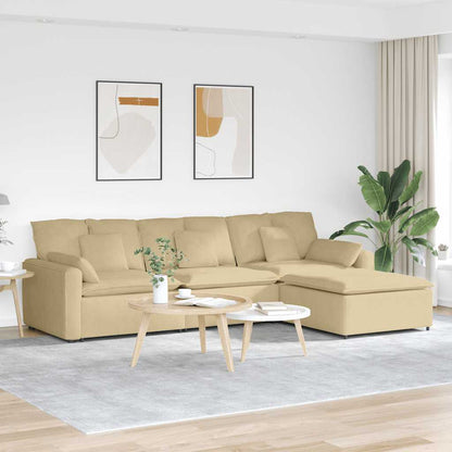Divano Modulare con Poggiapiedi e Cuscini Verde Grigio