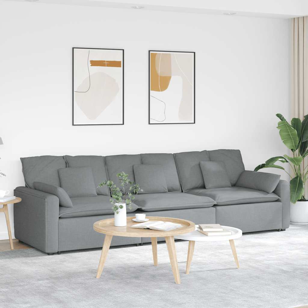 Divano Modulare con Cuscini Grigio Chiaro
