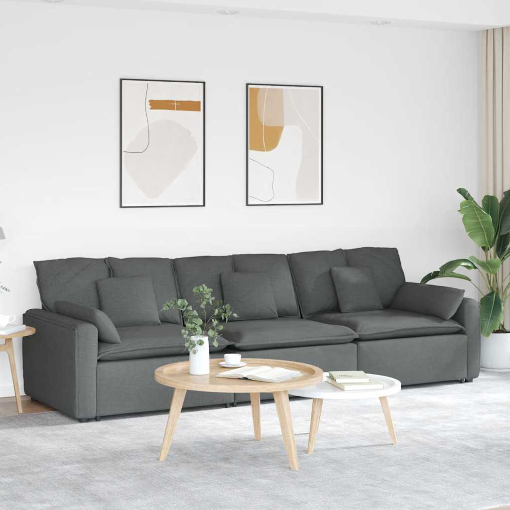 Divano Modulare con Cuscini Grigio Scuro