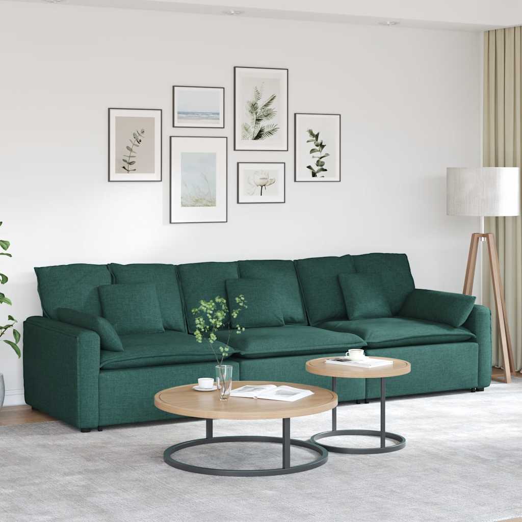 Divano Modulare con Cuscini Verde Scuro