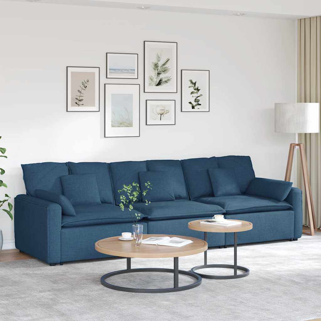 Divano Modulare con Cuscini Blu